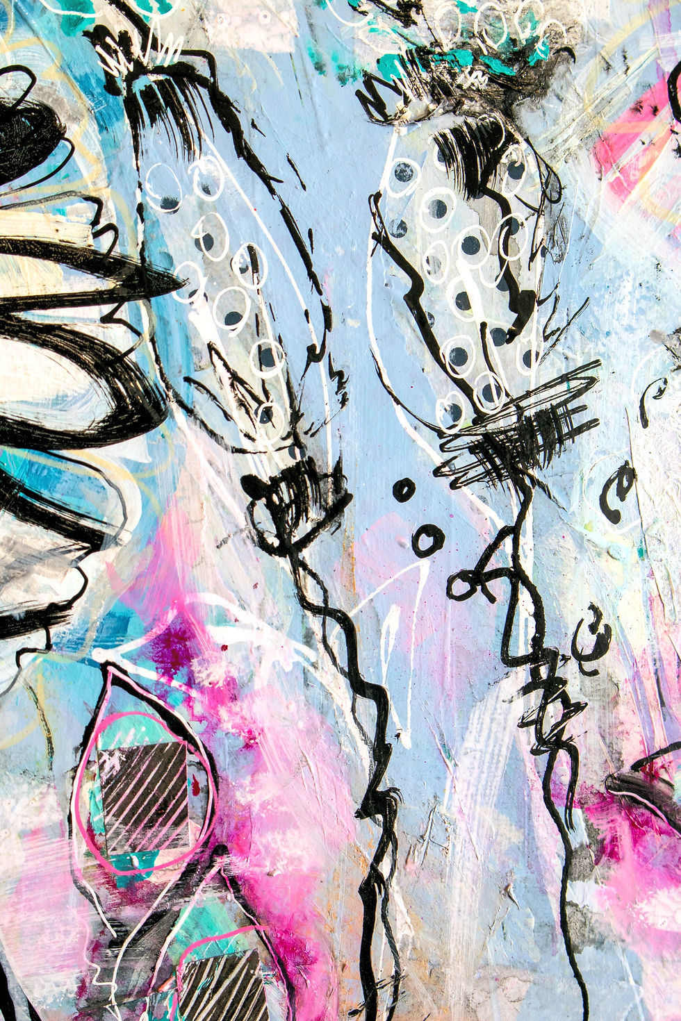 Thumbnail: LOVELY  Floral Hearts Garden 16X20 Mixed Media Abstract Wall Art Decor Painting