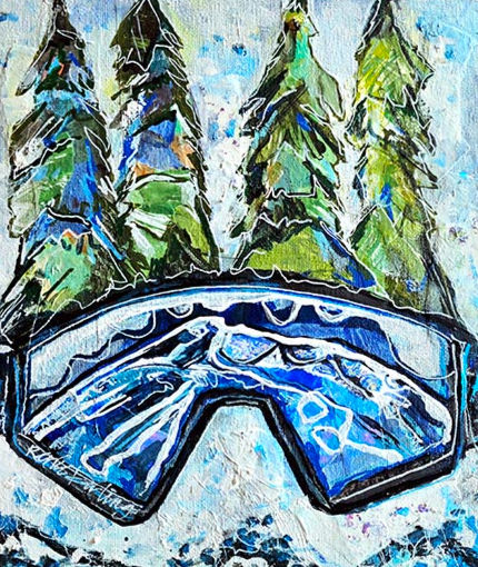 Thumbnail: Wander Mountain Ski Snowboard Glasses 11IN x 14IN Mixed Media Painting Framed