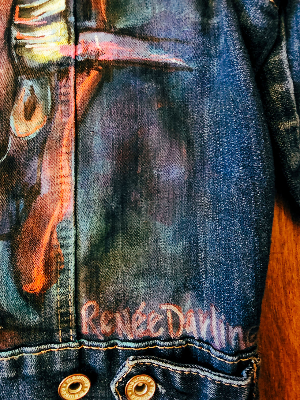 Thumbnail: LADY LIBERTY Pop Art Painted LARGE Denim Ladies Jean Jacket American Wearable