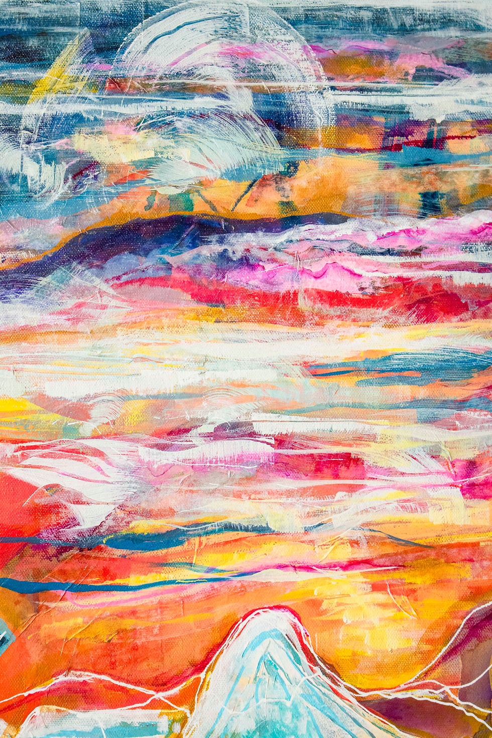 Thumbnail: Polar Vortex Mountain Peaks Landscape 20IN x 24IN Mixed Media Art Painting