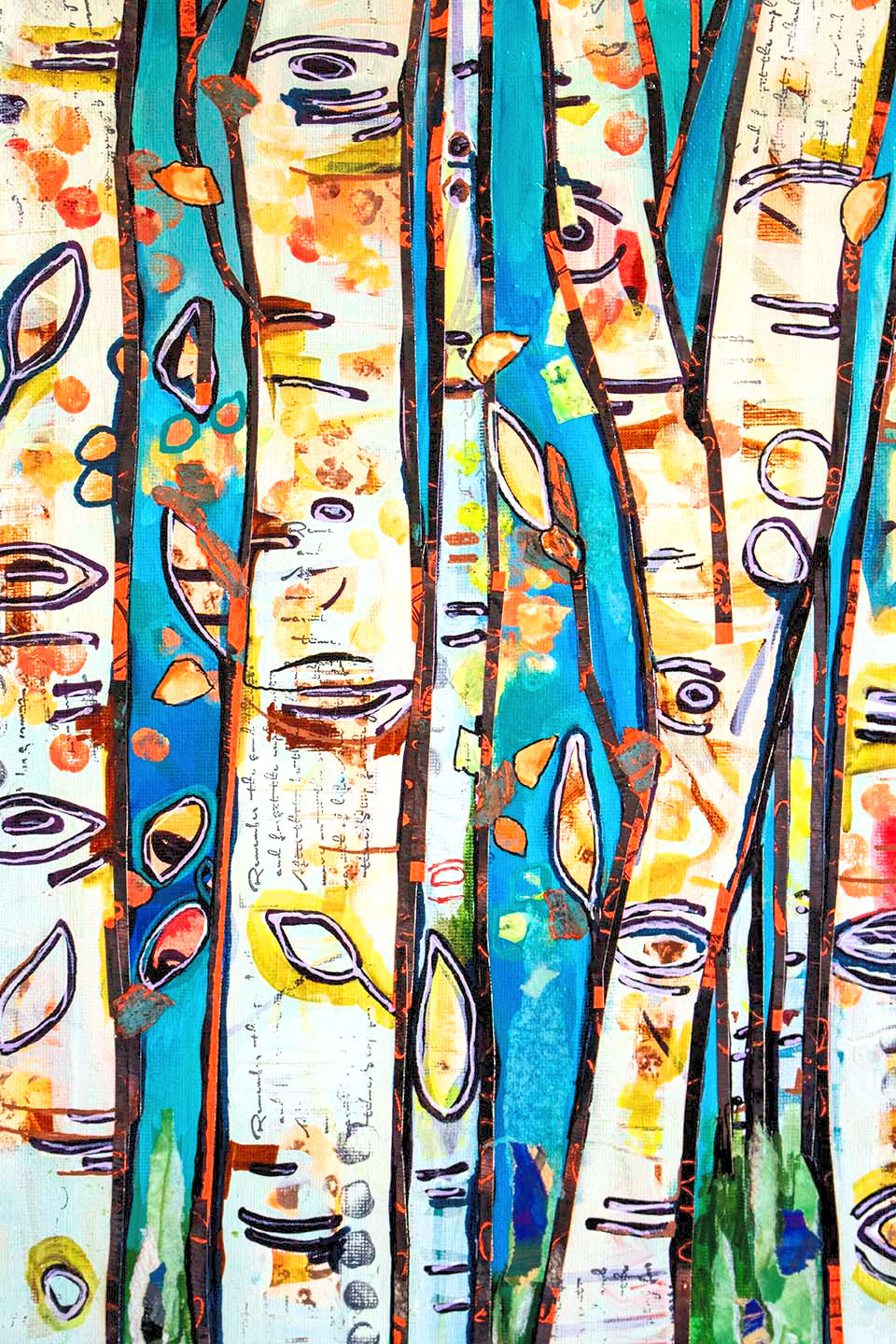 Thumbnail: Rhythm of the Leaves 12IN x 16IN Mixed Media Canvas Wall Art Painting