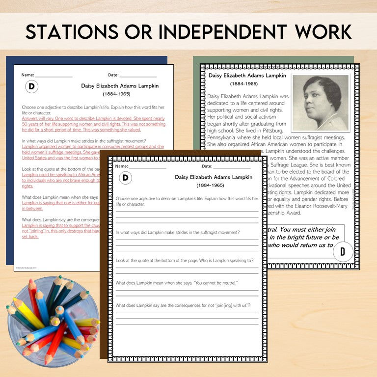 Thumbnail: Women's Suffrage activities to use as stations or independent work