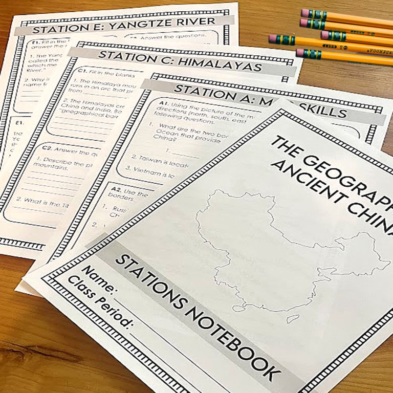 Student Materials for Ancient China Geography Stations Activity