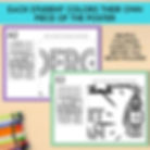 Each student colors their own piece of the Underground Railroad poster