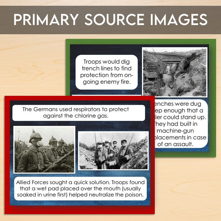 Thumbnail: Primary source images included within the WWI content teaching slides