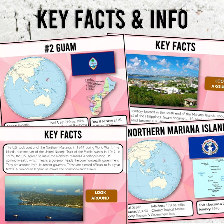 Thumbnail: Content slides showing key facts and info about the US Territories