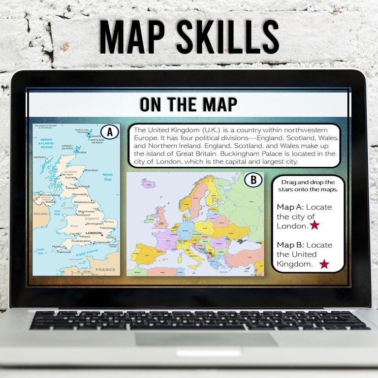 Thumbnail: Example of the map skills and content included in the Buckingham Palace virtual field trip