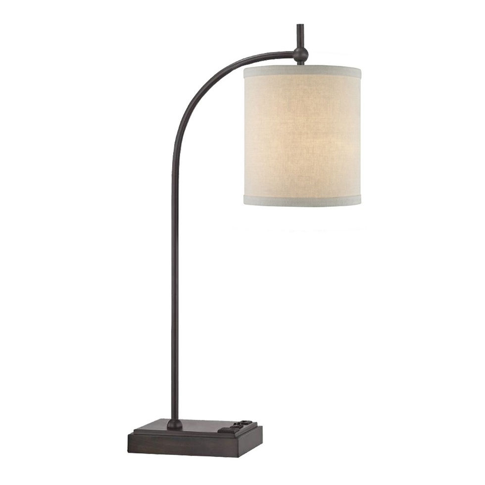 Shay Table/Desk Lamp - Antique Bronze Cream Linen Shade