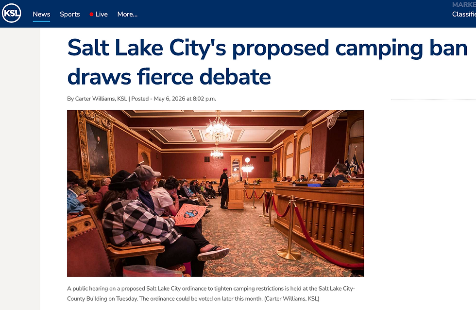 KSL News: Salt Lake City's proposed camping ban draws fierce debate