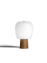 Front-facing view of the Nymph table lamp with a softly contoured form and vertical texture