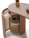 Stock N Roll dressing table by Poltrona Frau shown with open storage and mirror detail highlighting practical organisation within a refined design.