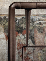 Close-up of the Volare bed frame corner highlighting the junction between vertical and horizontal elements
