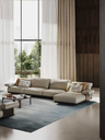 Blisscape sofa by Poltrona Frau configured in a lounge setting with extended seating modules, emphasising comfort and spatial flexibility