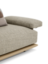 Close-up of the Blisscape sofa by Poltrona Frau showing the seat cushion and base platform with layered construction