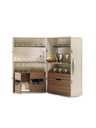 Drinks cabinet shown closed with a clean exterior surface and central handle detail