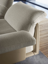Close-up of the Blisscape sofa by Poltrona Frau showing the layered cushioning and refined upholstery finish