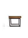 Side elevation of the Peek-a-Book desk by Poltrona Frau highlighting the depth and relationship between top and base structure