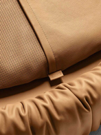 Pet Collection dog bed by Poltrona Frau close-up showing leather and fabric combination highlighting craftsmanship