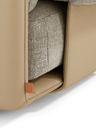 Detail of the Blisscape sofa by Poltrona Frau highlighting the base structure and underside connection between upholstery and frame