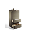 Chest of drawers shown with open drawers revealing internal storage compartments and the layered drawer structure