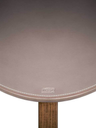 Close-up of the elliptical table top showing the smooth surface and clean edge with a refined and minimal finish