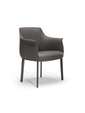 Side profile of the dining chair showing the angle of the backrest and the depth of the seat