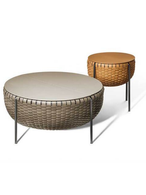 Set of C’est la vie tables displayed together in different sizes, highlighting the variation in proportions and cohesive design language