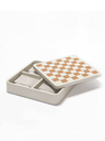 Games Collection 3 games set by Poltrona Frau featuring a checkers board with coordinated pieces and crafted surface
