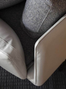 Close-up of the Get Back sofa by Poltrona Frau showing the texture of the upholstery and seam detailing