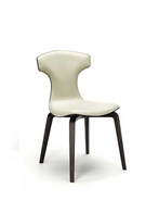 Front-facing view of the Montera chair showing its contoured backrest and refined seat proportions