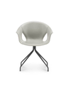 Studio view of the chair highlighting the curved shell and balanced four-spoke base design