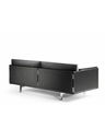 Rear view of the Clayton sofa by Poltrona Frau highlighting the clean back panel and structural frame
