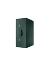 Side view of the closed cabinet showing its vertical form and minimal exterior detailing