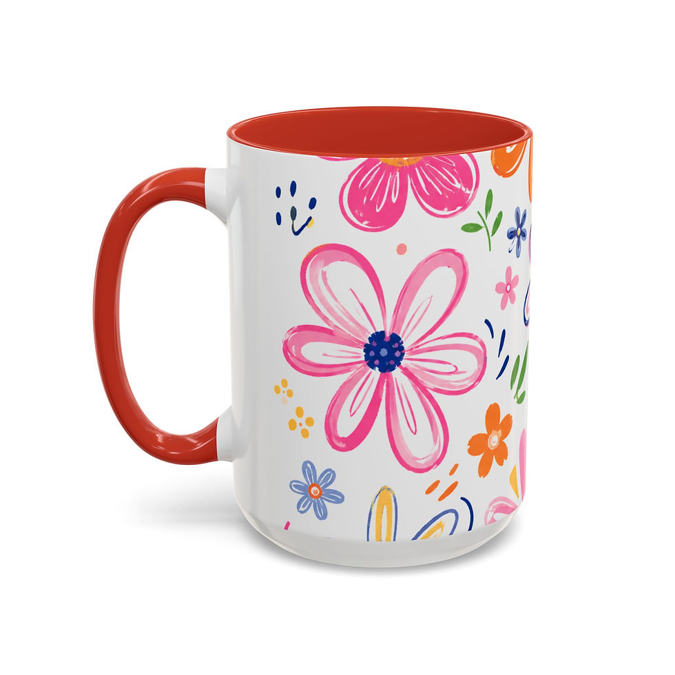 Thumbnail: Hand-Drawn Colorful Daisies Floral Mug | Accent Coffee Mug