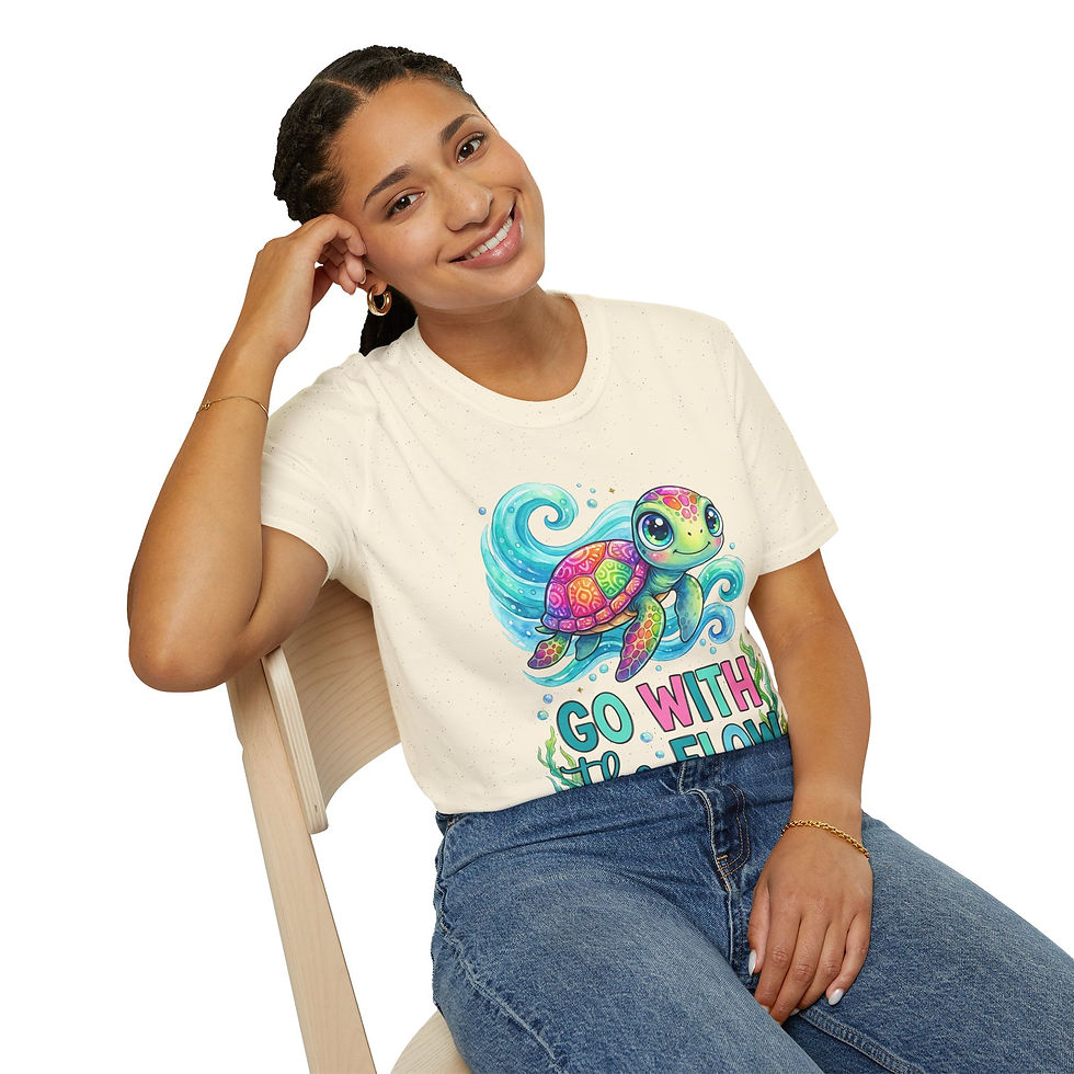 Thumbnail: Colorful Sea Turtle Illustration T-Shirt | Go With the Flow Ocean Tee