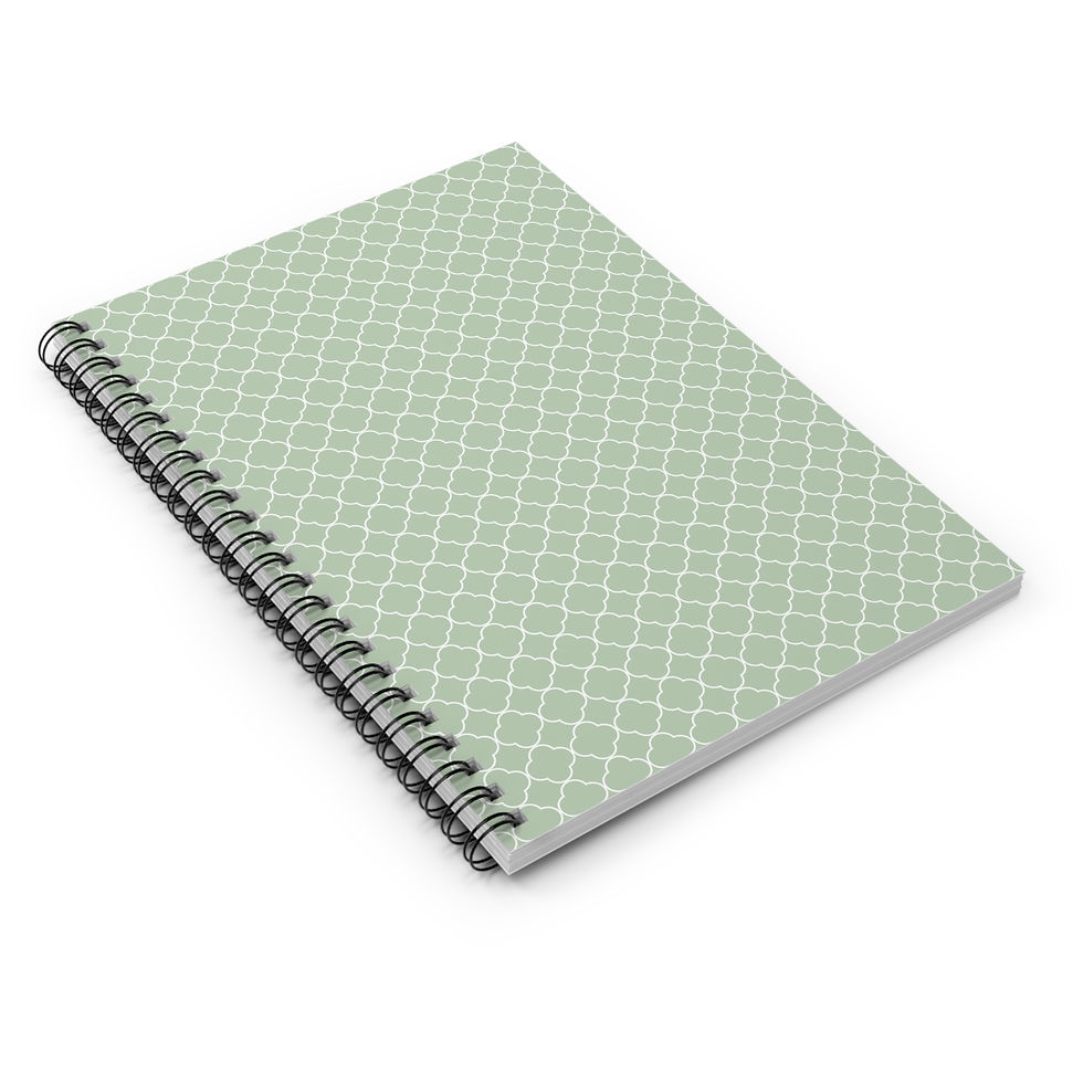 Thumbnail: Mint Quatrefoil Pattern Spiral Notebook | Ruled Lined Journal