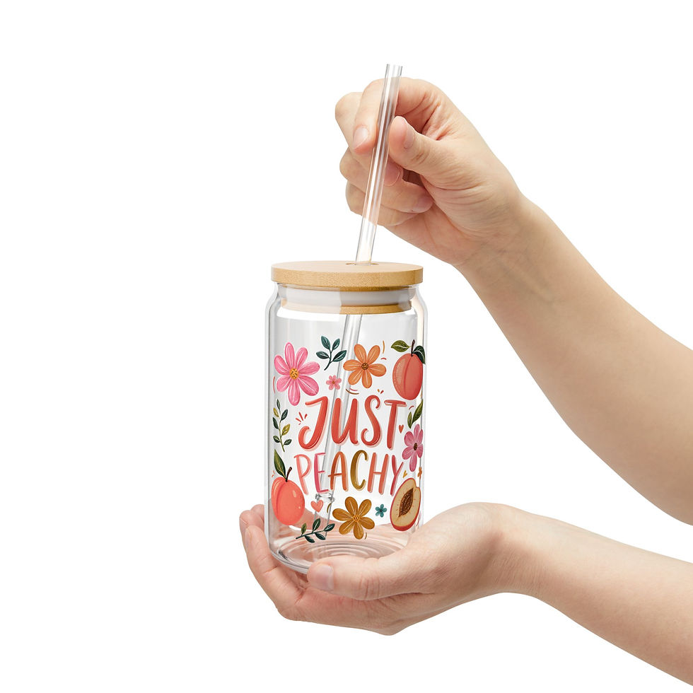 Thumbnail: Just Peachy Floral Sipper Glass | 16oz Peach Drink Tumbler