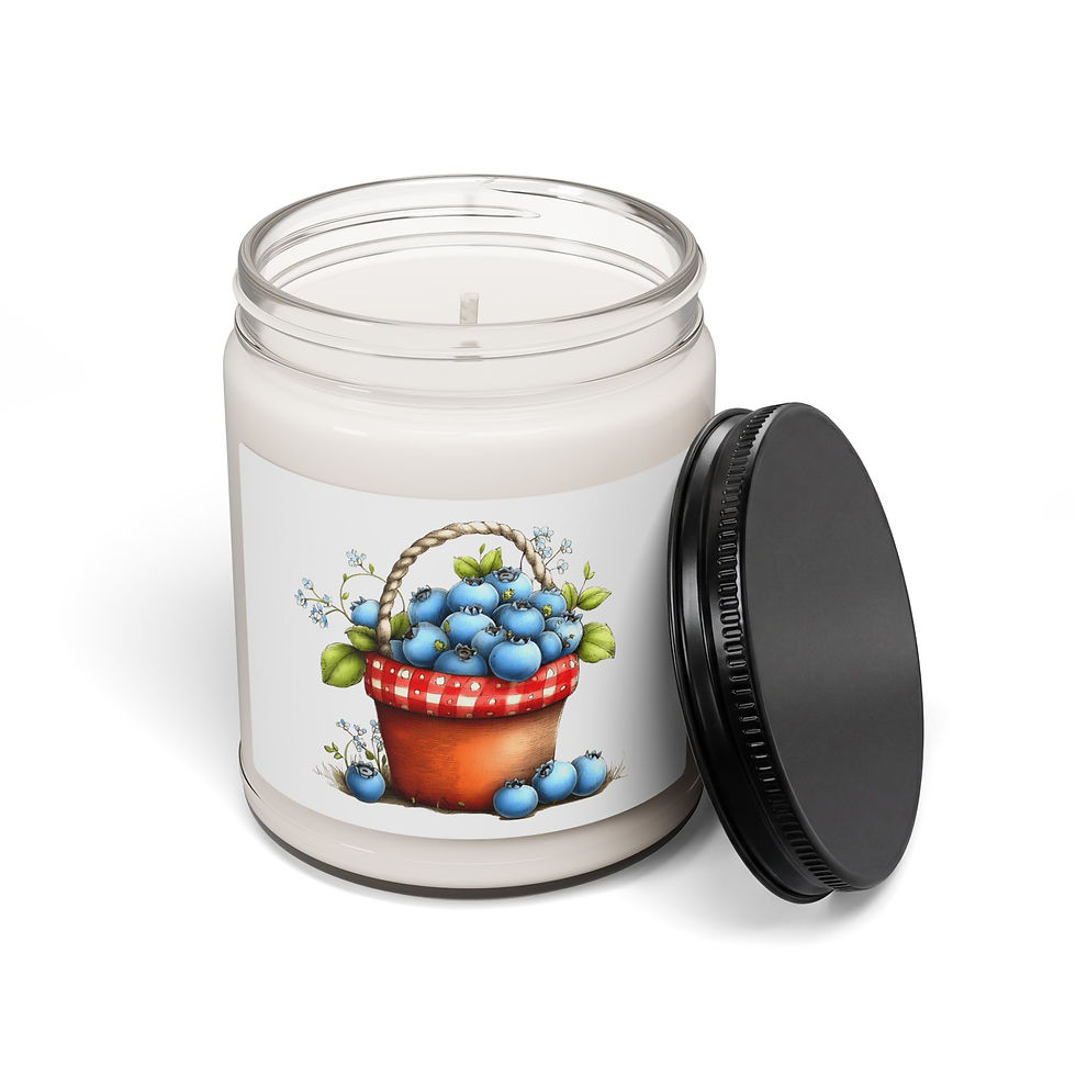 Thumbnail: Blueberry Basket Candle | 9oz Soy Jar, Rustic Berry Illustration