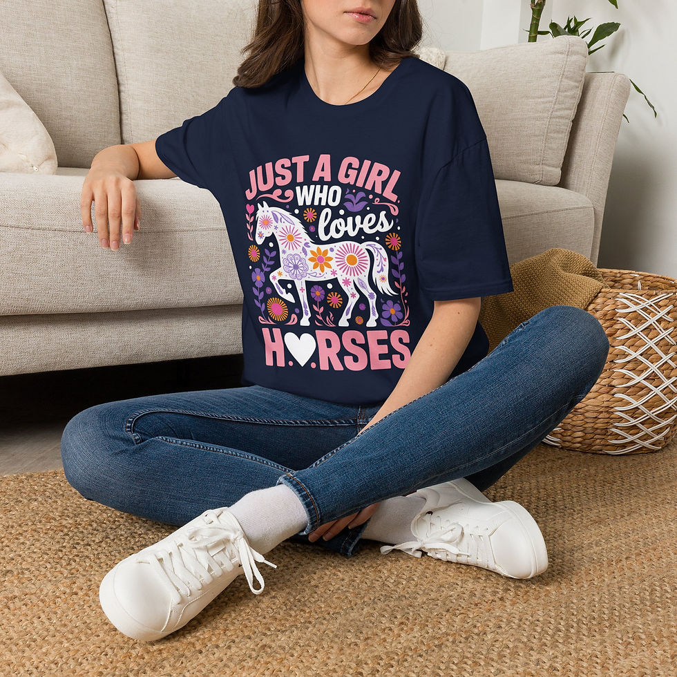 Thumbnail: Just a Girl Who Loves Horses T-Shirt | Floral Horse Design