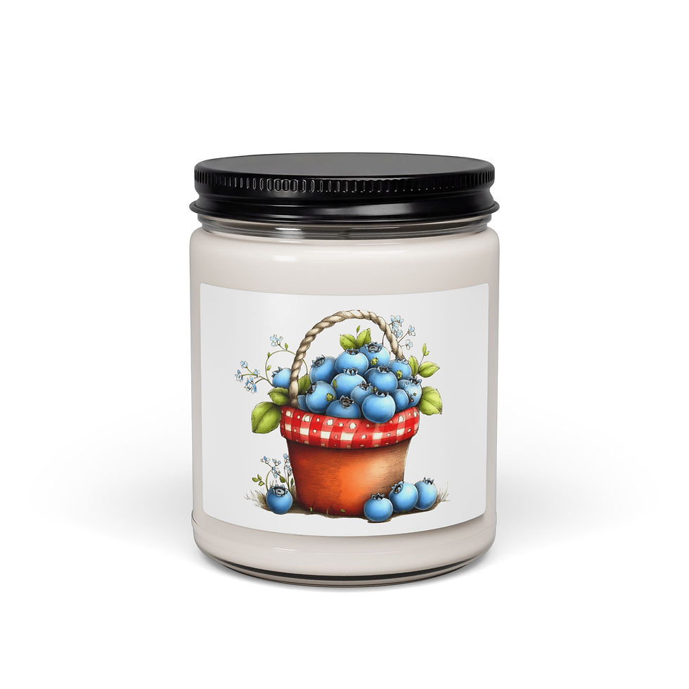 Thumbnail: Blueberry Basket Candle | 9oz Soy Jar, Rustic Berry Illustration