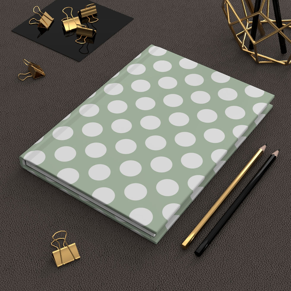 Thumbnail: White Polka Dots on Sage Hardcover Journal | Dot Pattern Notebook