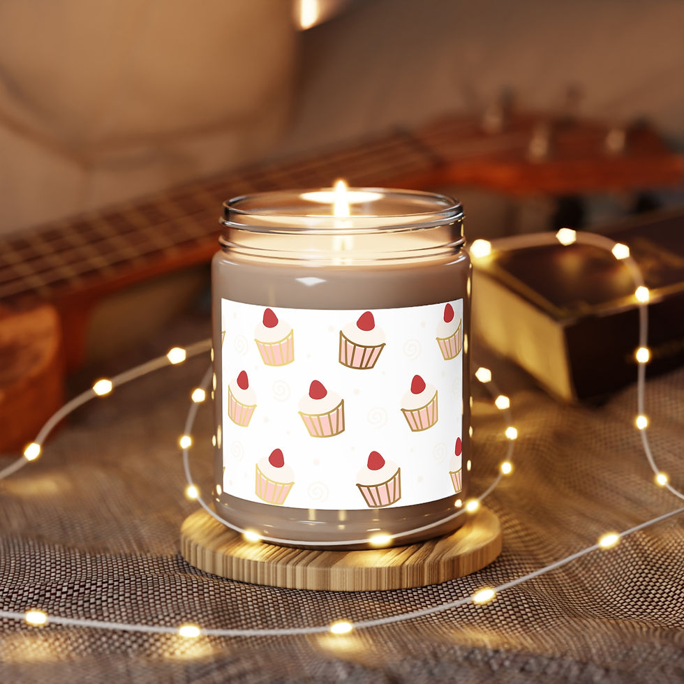 Thumbnail: Cupcake Pattern Scented Candle | Soy Candle 9oz with White Lid