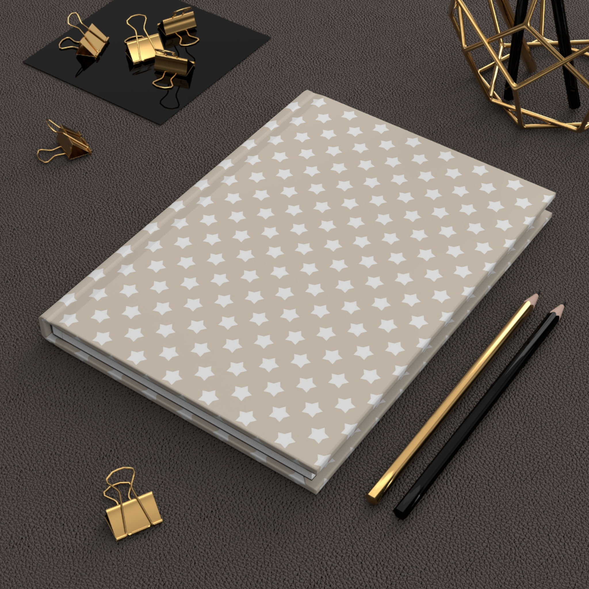 Beige Star Pattern Journal | Hardcover Matte Notebook