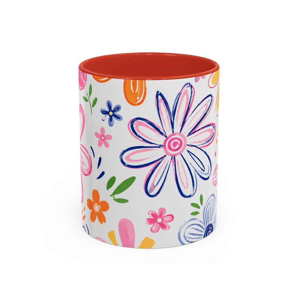 Thumbnail: Hand-Drawn Colorful Daisies Floral Mug | Accent Coffee Mug