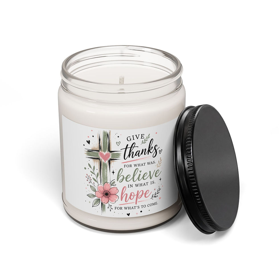 Thumbnail: Give Thanks Believe Hope Cross design Candle | 9oz Scented Soy Candle