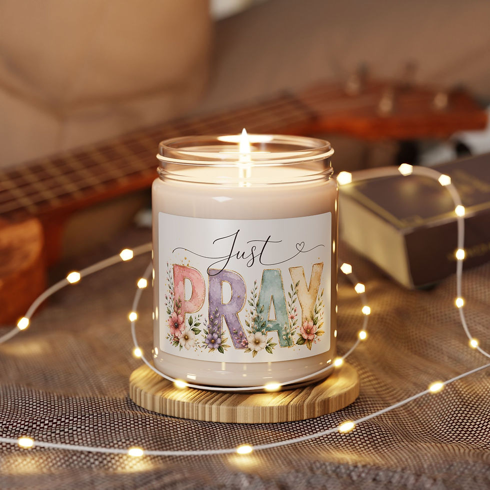 Thumbnail: Just Pray floral watercolor lettering Candle | 9oz Soy Jar