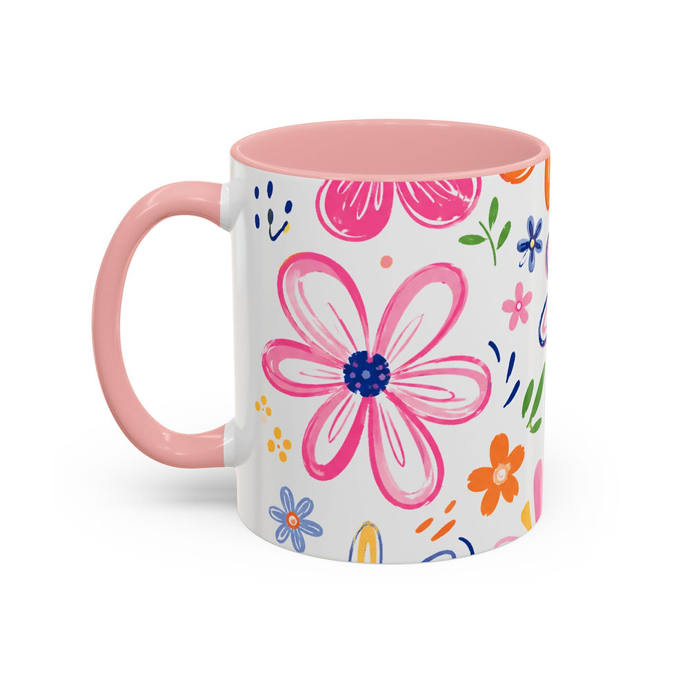 Thumbnail: Hand-Drawn Colorful Daisies Floral Mug | Accent Coffee Mug