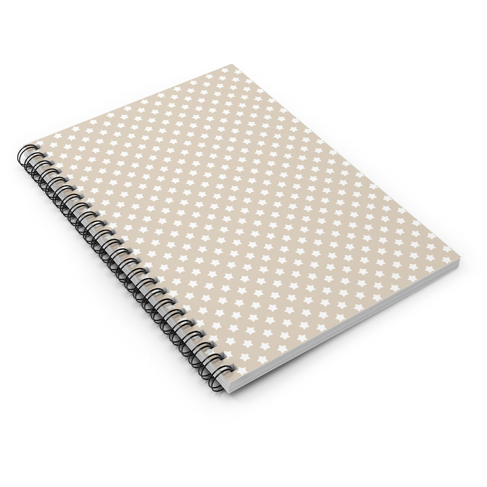Thumbnail: Beige Polka Dot Stars Notebook | Spiral Ruled Journal