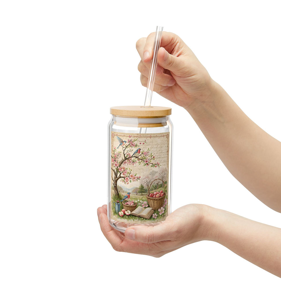 Thumbnail: Vintage Spring Blossom Picnic scene Sipper Glass