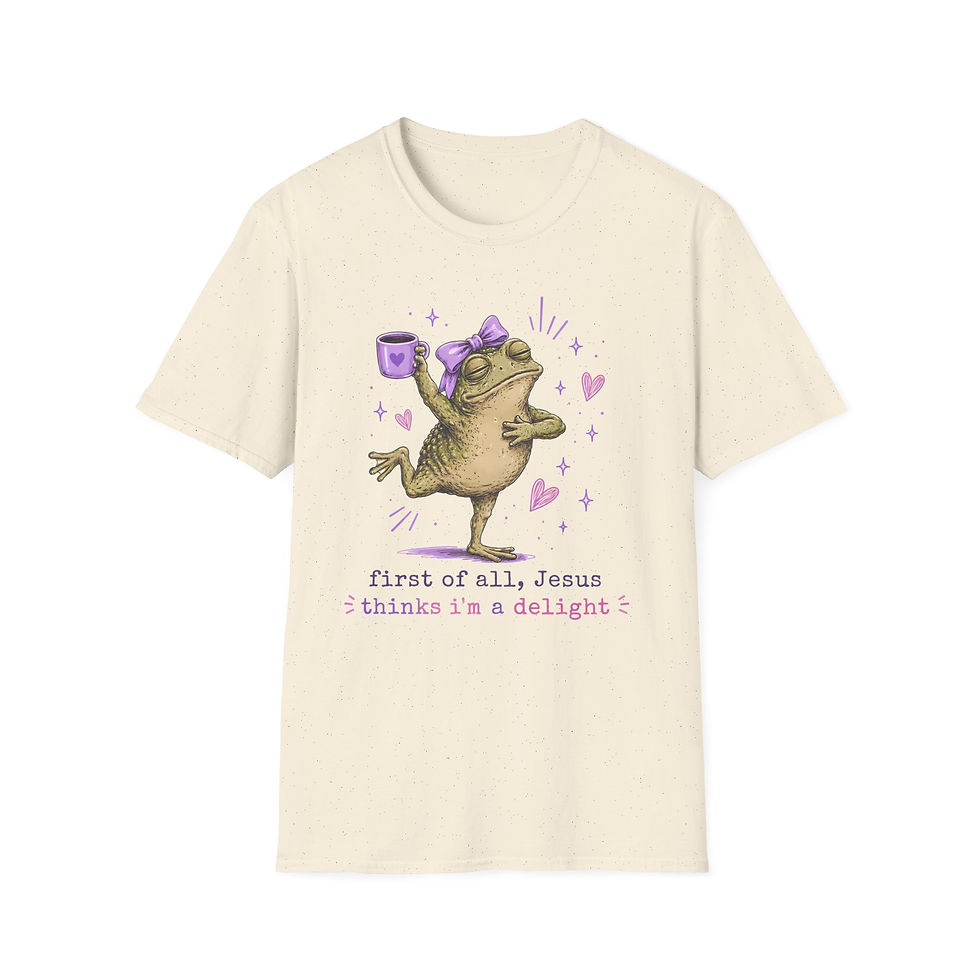 Thumbnail: Frog with Coffee and Purple Bow T-Shirt | Cute Frog Coffee Shirt
